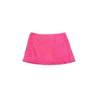 Lilly Pulitzer Pink Lace Overlay Low Rise Mini Skirt Size 8 Pink